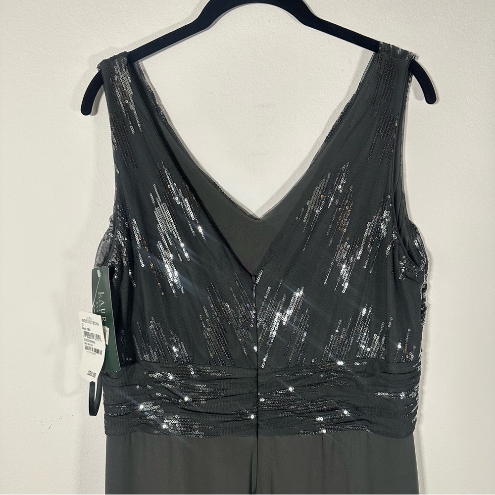 NWT $220 Lauren Ralph Lauren Evening Sequined Mesh Bodice Dress Size 12 - Picture 5 of 11